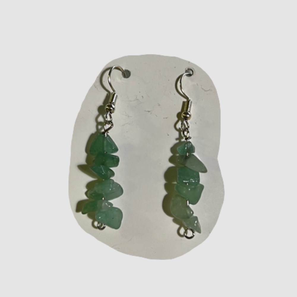 GREEN AVENTURINE (silver) crystal earrings